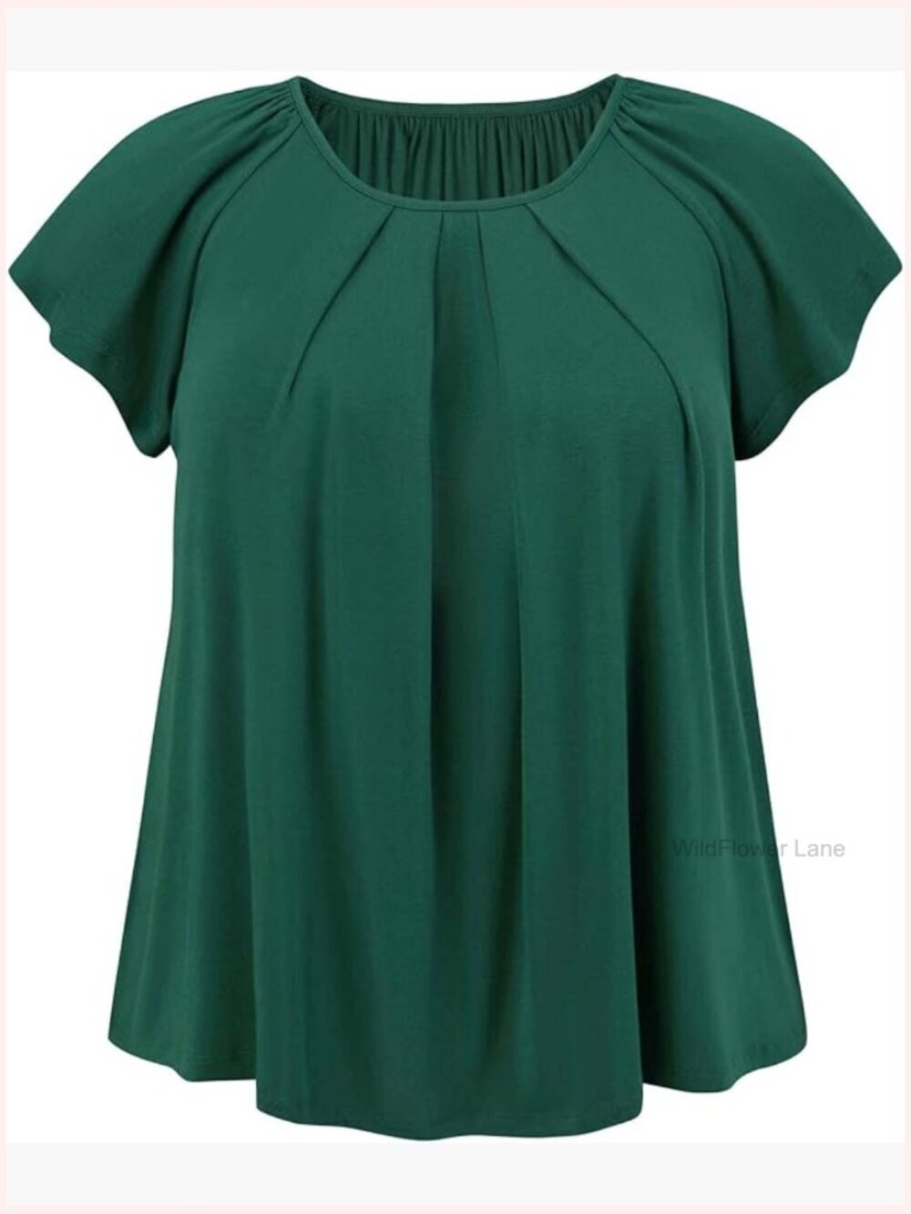 Plus Size Pleated Ruffle Sleeve Blouse Round Neck Dressy Loose Top
